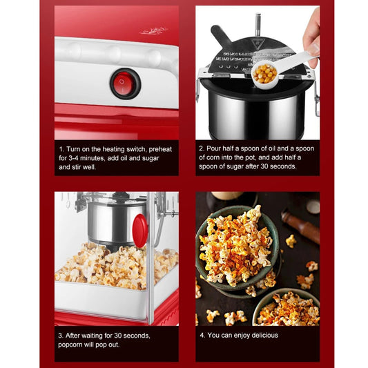 Household Popcorn Machine Hot Air Oil Popped Corn Popper Automatic DIY Popcorn Maker Heating Non-Stick Pot