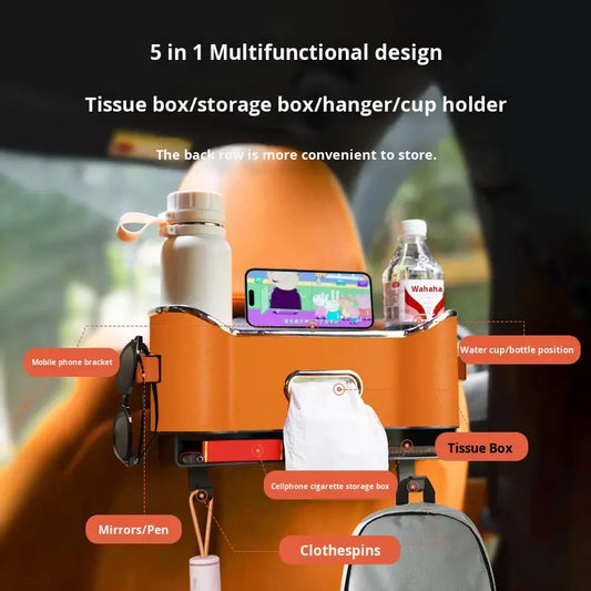 Car seat back multifunctional storage Box tissue box back seat cup holder hook