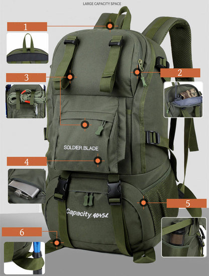 45L Travel Bag, Waterproof Camping Bag, Hiking and Mountaineering Backpack, Outdoor Bag