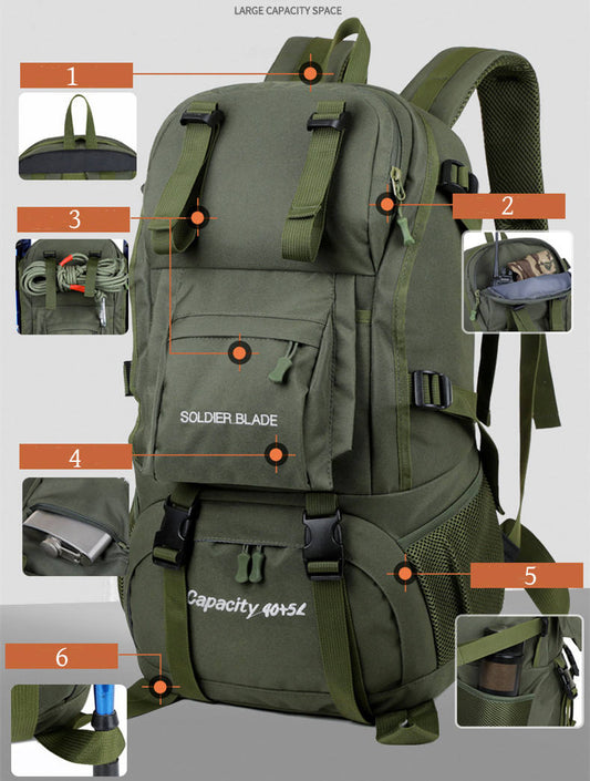 45L Travel Bag, Waterproof Camping Bag, Hiking and Mountaineering Backpack, Outdoor Bag